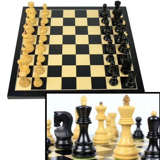 Superbe Jeu D’échecs En Finition ébène Et Buis (Taille Compétition)