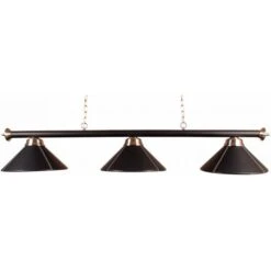 Luminaire 3 Globes + Barre Noirs Simili Cuir