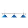 Luminaire 3 Globes Métal Bleu Barre Chrome