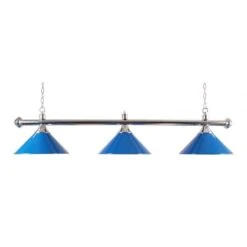 Luminaire 3 Globes Métal Bleu Barre Chrome