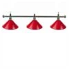 Luminaire 3 Globes Métal Rouge Barre Chrome
