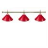 Luminaire 3 Globes Métal Rouge Barre Laiton