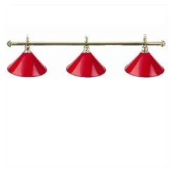 Luminaire 3 Globes Métal Rouge Barre Laiton