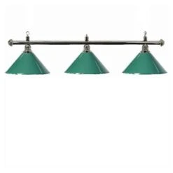 Luminaire 3 Globes Métal Vert Barre Chrome