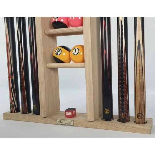 Porte-queues 6 Queues En ChĂȘne + Rangement Jeu De Billes â Image 3