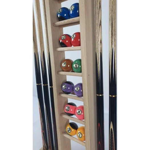 Porte-queues 6 Queues En ChĂȘne + Rangement Jeu De Billes â Image 5